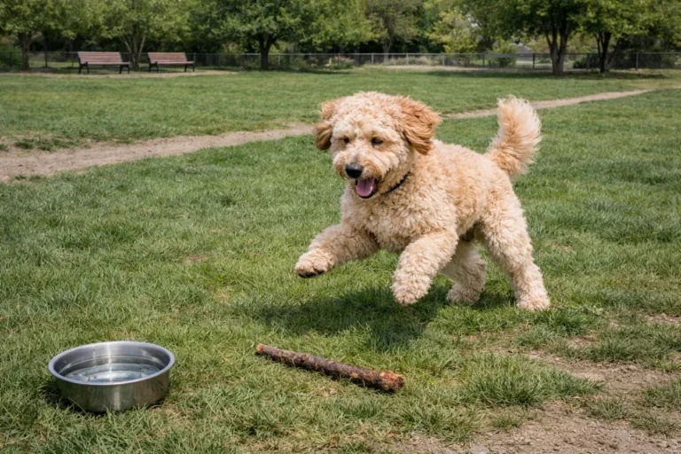 активний голдендудль у парку